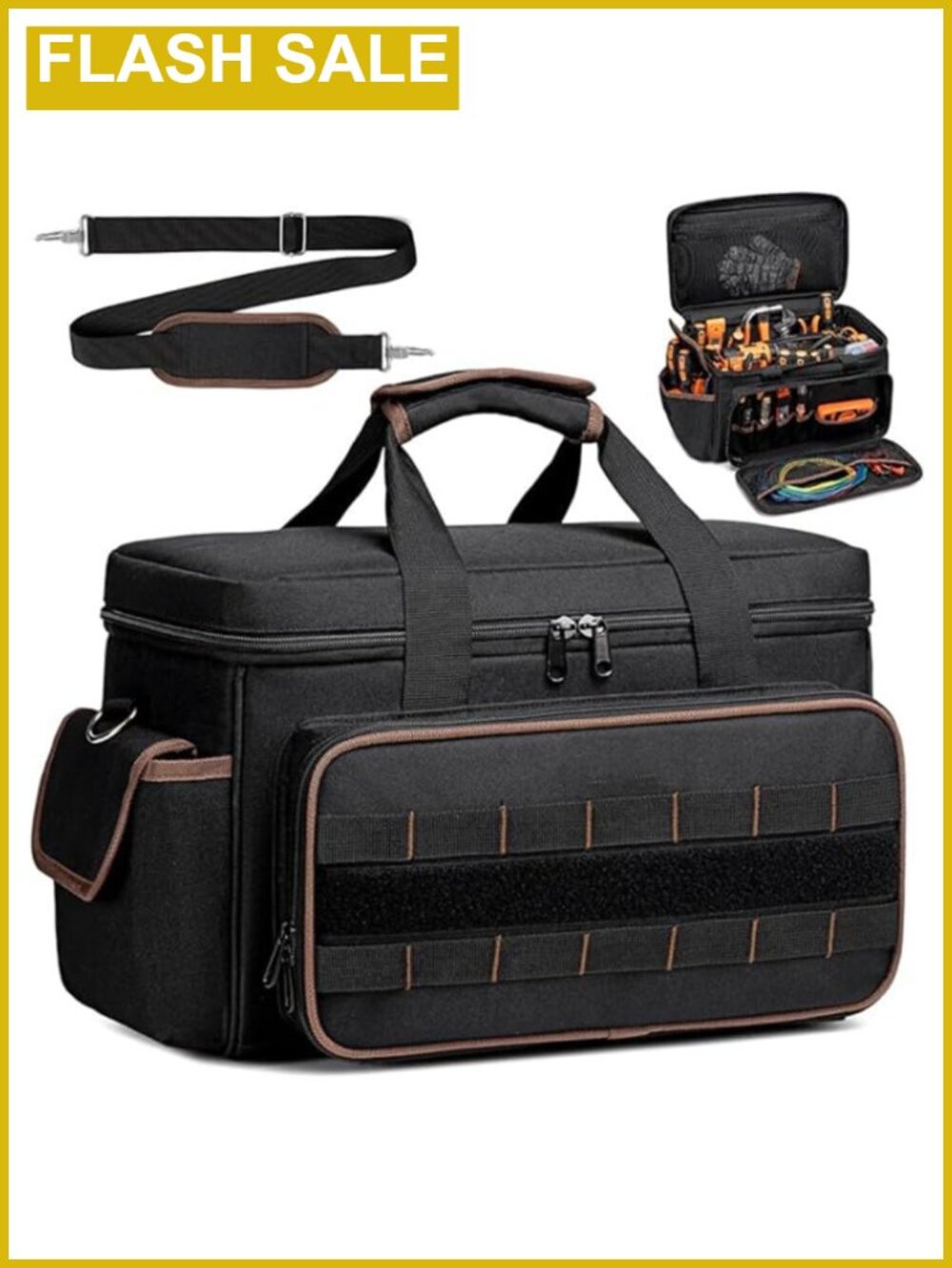 17in Heavy Duty Tool Tote Wide Mouth Waterproof Adjustable Strap
